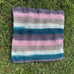 vintage colorful striped small afghan blanket throw